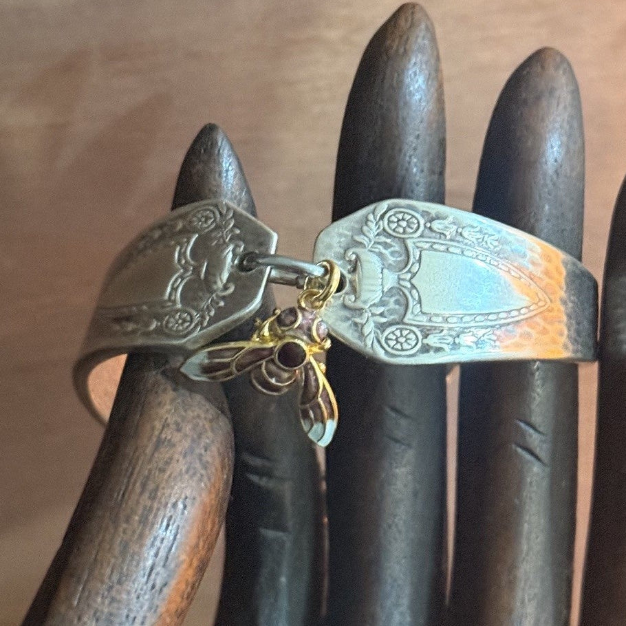 Antique 1916 Rogers & Son Heraldic Bracelet with Sterling Silver Cloisonné Bee