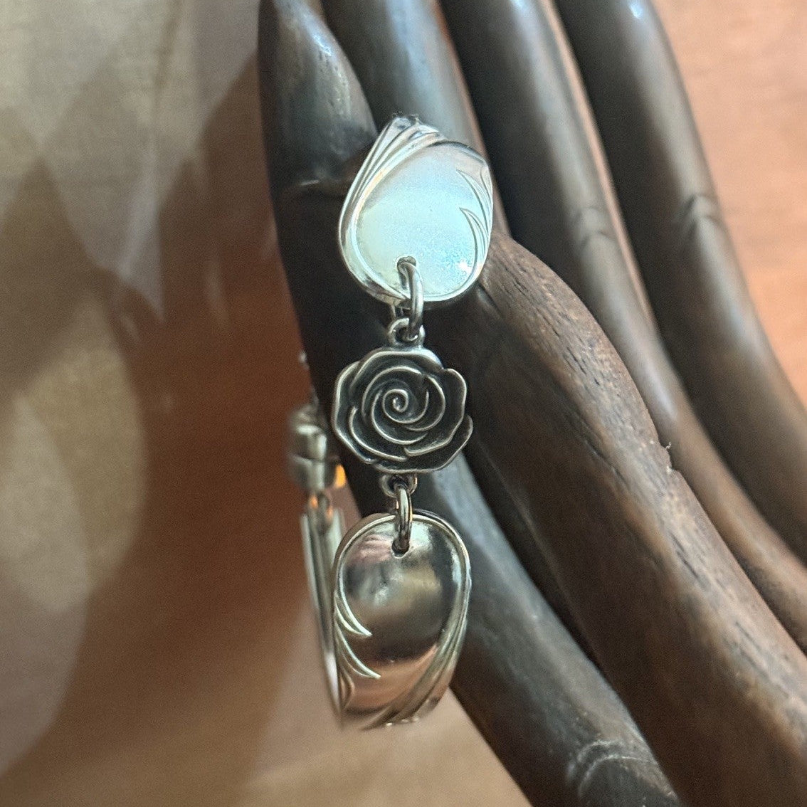 Vintage Edinburgh Fruit Spoon Handle Rose Bracelet