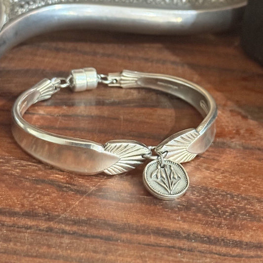 Vintage Angora Co Art Deco Cake Fork Bracelet | Tulip Charm