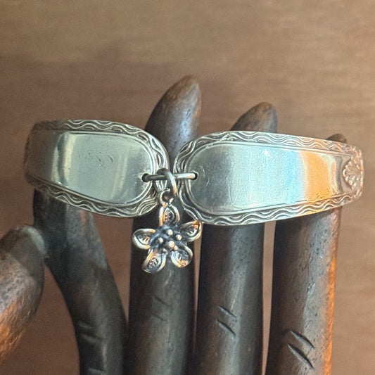 Antique Victoria Silverware Bracelet with Sterling Silver Flower