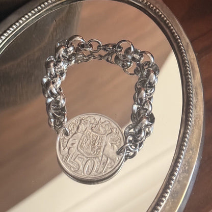 1966 Australian Round 50 Cent Coin Bracelet