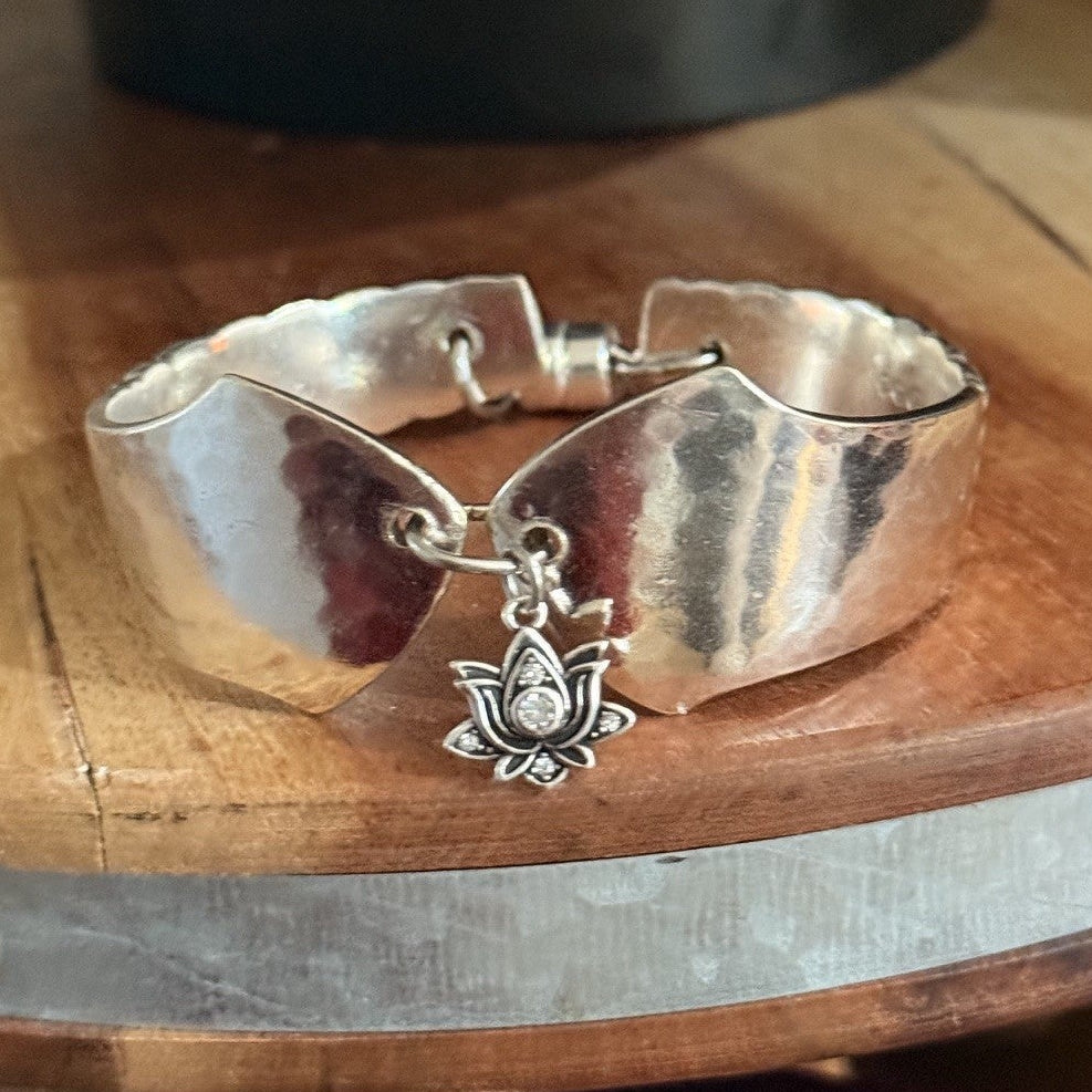 1930s Cohr Louise Silverware Bracelet with Sterling Silver Lotus