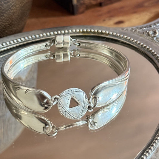 Vintage Edinburgh Sheffield Fruit Spoon Bracelet with Ethnic Disc