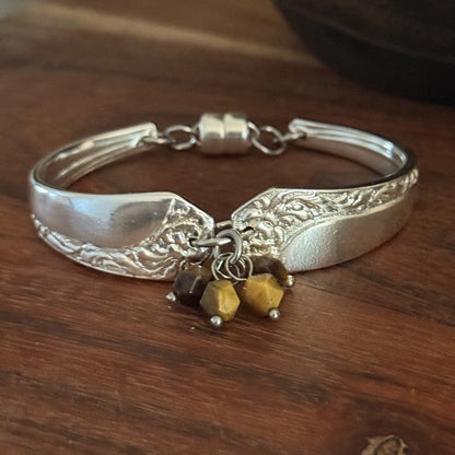 Vintage Rosita Spoon Handle Bracelet with Tiger’s Eye Charms