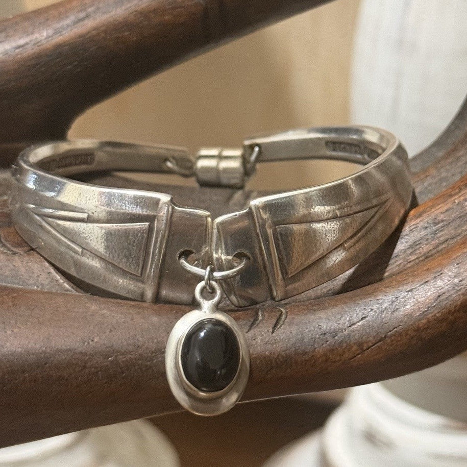 Vintage Silverware with Black Onyx Charm