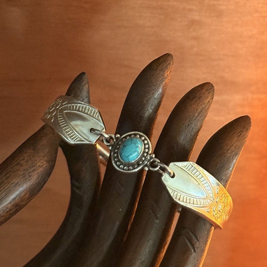 Vintage Anniversary Plate Cake Fork Bracelet with Turquoise