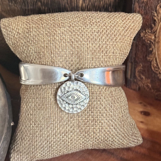 Vintage Silverware Evil Eye Bracelet
