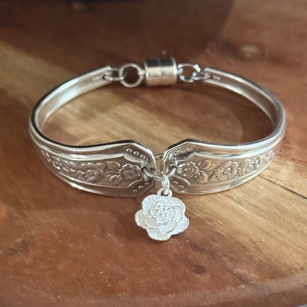 1950s Silver Pride Floral Spoon Handle Bracelet