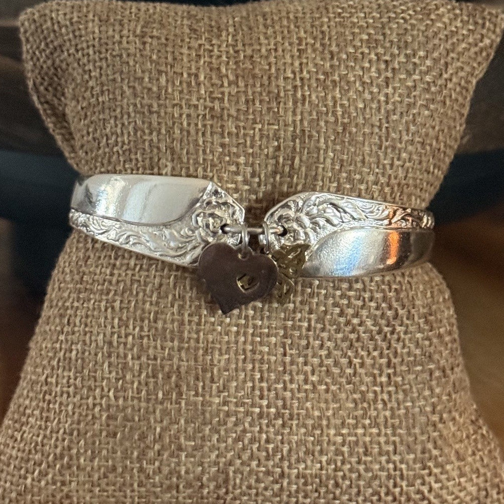 Vintage Rosita Cake Fork Bracelet with Heart & Butterfly