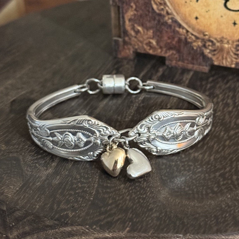 1950s Rodd Royal Rose Cake Fork Handles Charm Bracelet