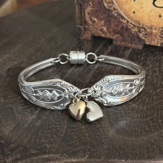 1950s Rodd Royal Rose Cake Fork Handles Charm Bracelet
