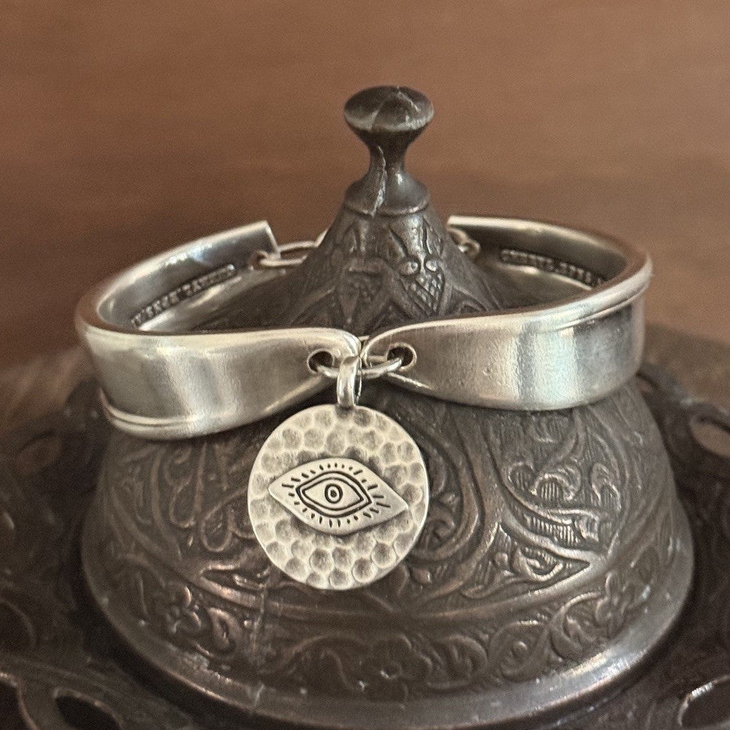 Vintage Silverware Evil Eye Bracelet