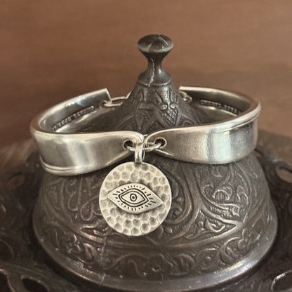Vintage Silverware Evil Eye Bracelet