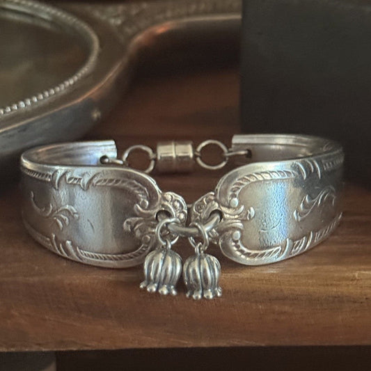 Vintage Grosvenor Diane Spoon Handle Bracelet | Sterling Silver Tulip Charms