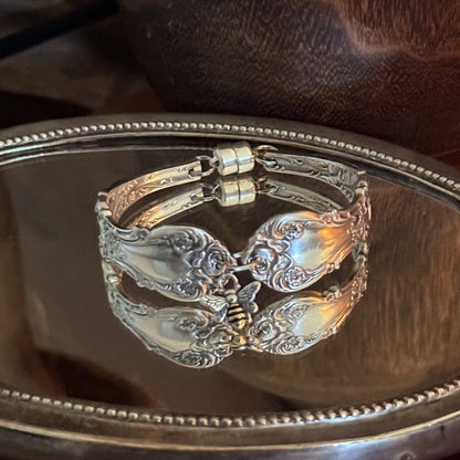 1903 Wallace Grapefruit Silverware Bracelet with Bee Charm