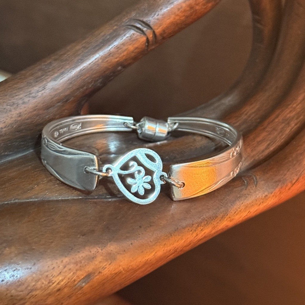 Rodd Vintage Cake Fork Bracelet with Heart Flower