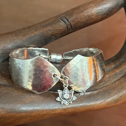 1930s Cohr Louise Silverware Bracelet with Sterling Silver Lotus
