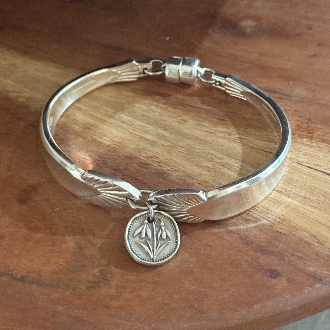 Vintage Angora Co Art Deco Cake Fork Bracelet | Tulip Charm