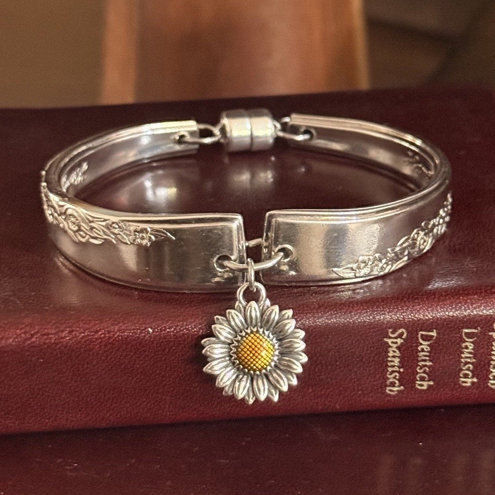Vintage Rodd Princess Silverware Sunflower Bracelet