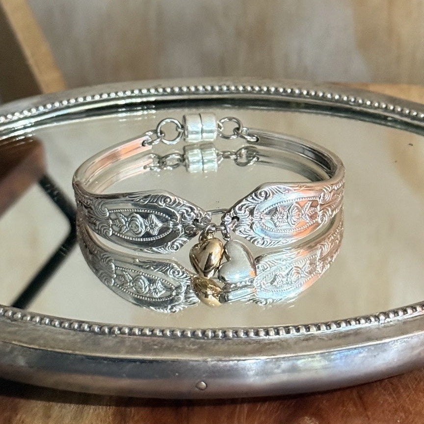1950s Rodd Royal Rose Cake Fork Handles Charm Bracelet
