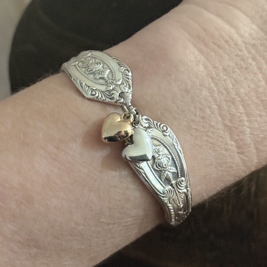 1950s Rodd Royal Rose Cake Fork Handles Charm Bracelet