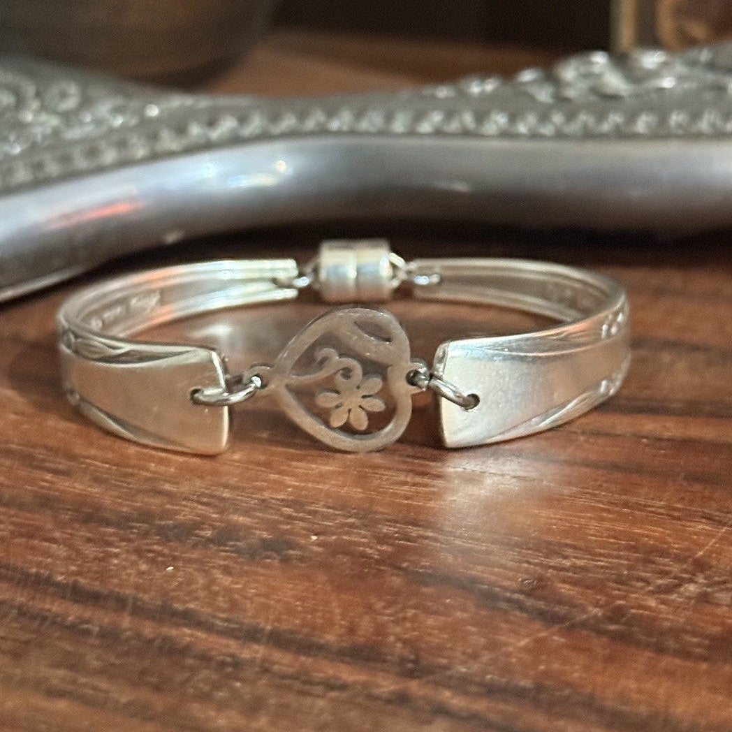 Rodd Vintage Cake Fork Bracelet with Heart Flower