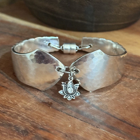 1930s Cohr Louise Silverware Bracelet with Sterling Silver Lotus