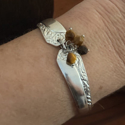 Vintage Rosita Spoon Handle Bracelet with Tiger’s Eye Charms
