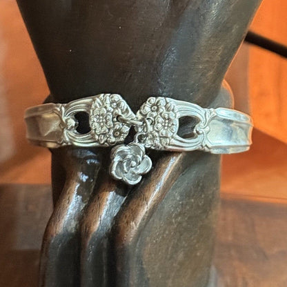1947 Rogers Bros Eternally Yours Silverware Bracelet with Rose Charm