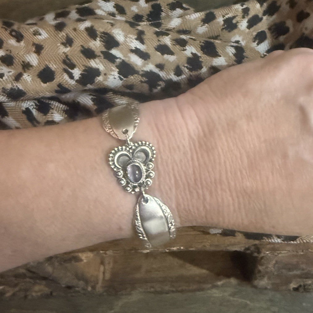 Vintage Silverware & Amethyst Bracelet