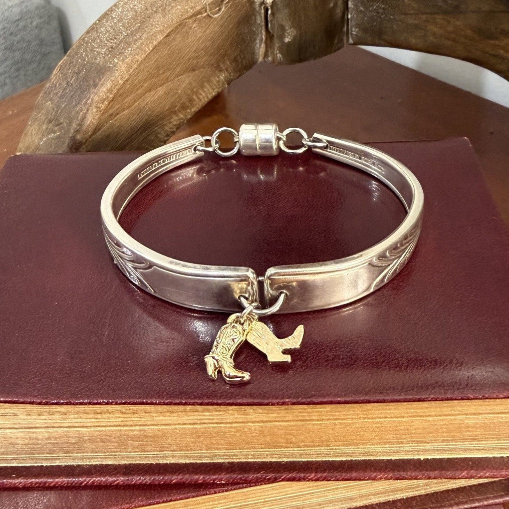 Vintage Sheringham Silverware Bracelet with Cowboy Boot Charms