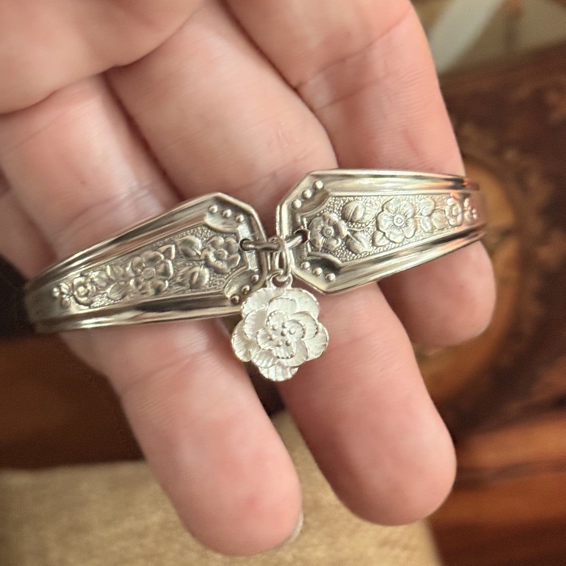 1950s Silver Pride Floral Spoon Handle Bracelet
