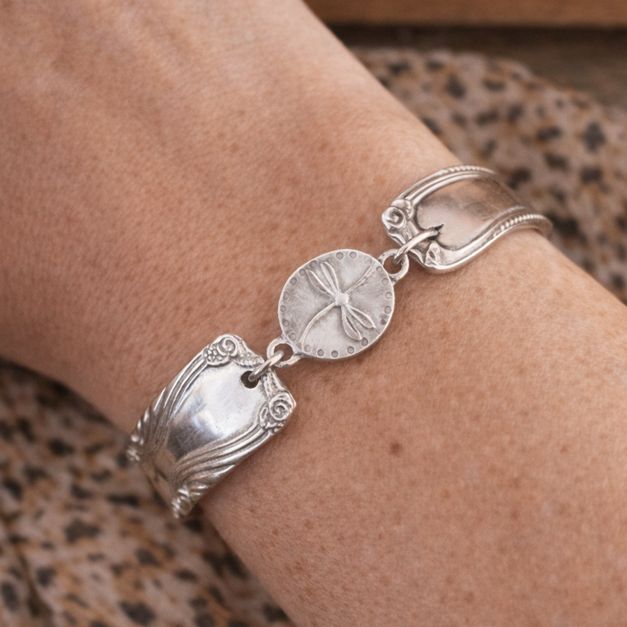 Silverware Dragonfly Vintage Bracelet