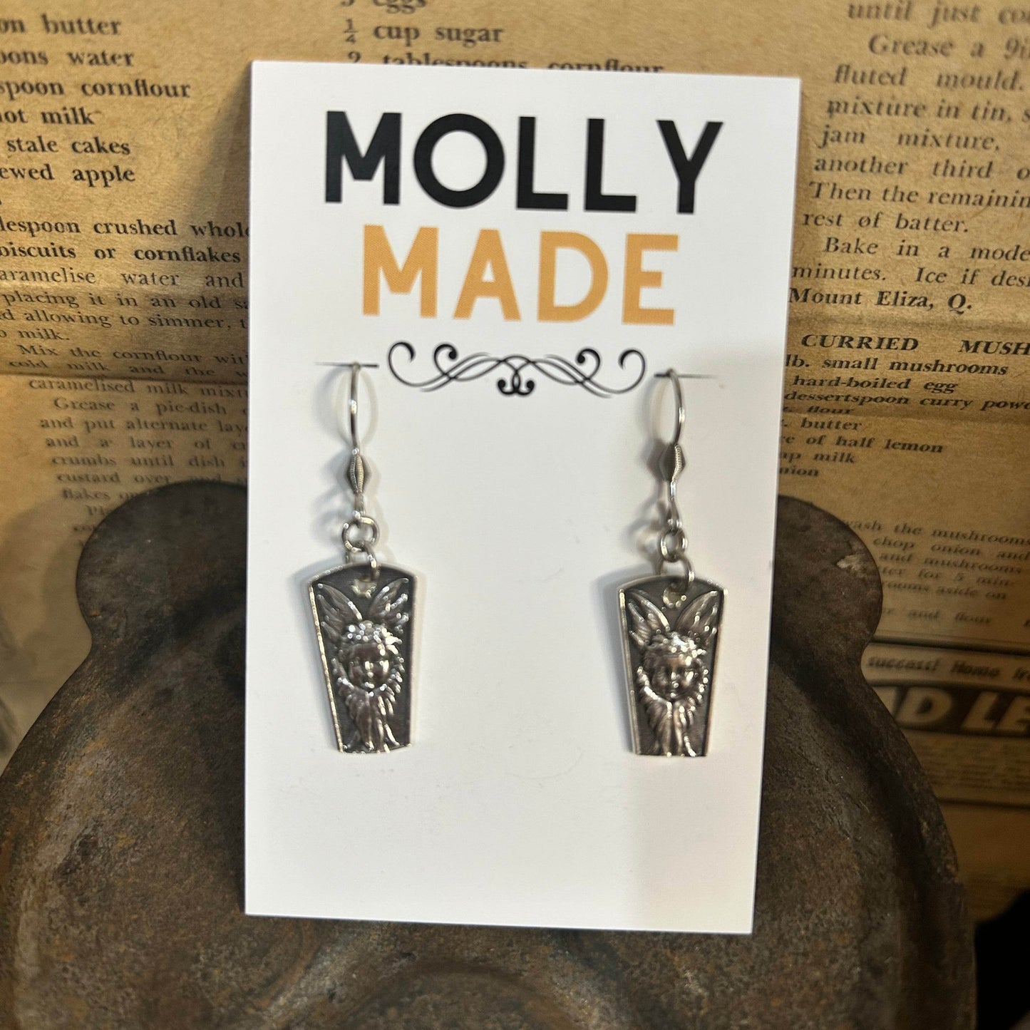 Silver Earrings - Dutch Cherub Angelic - Molly Made