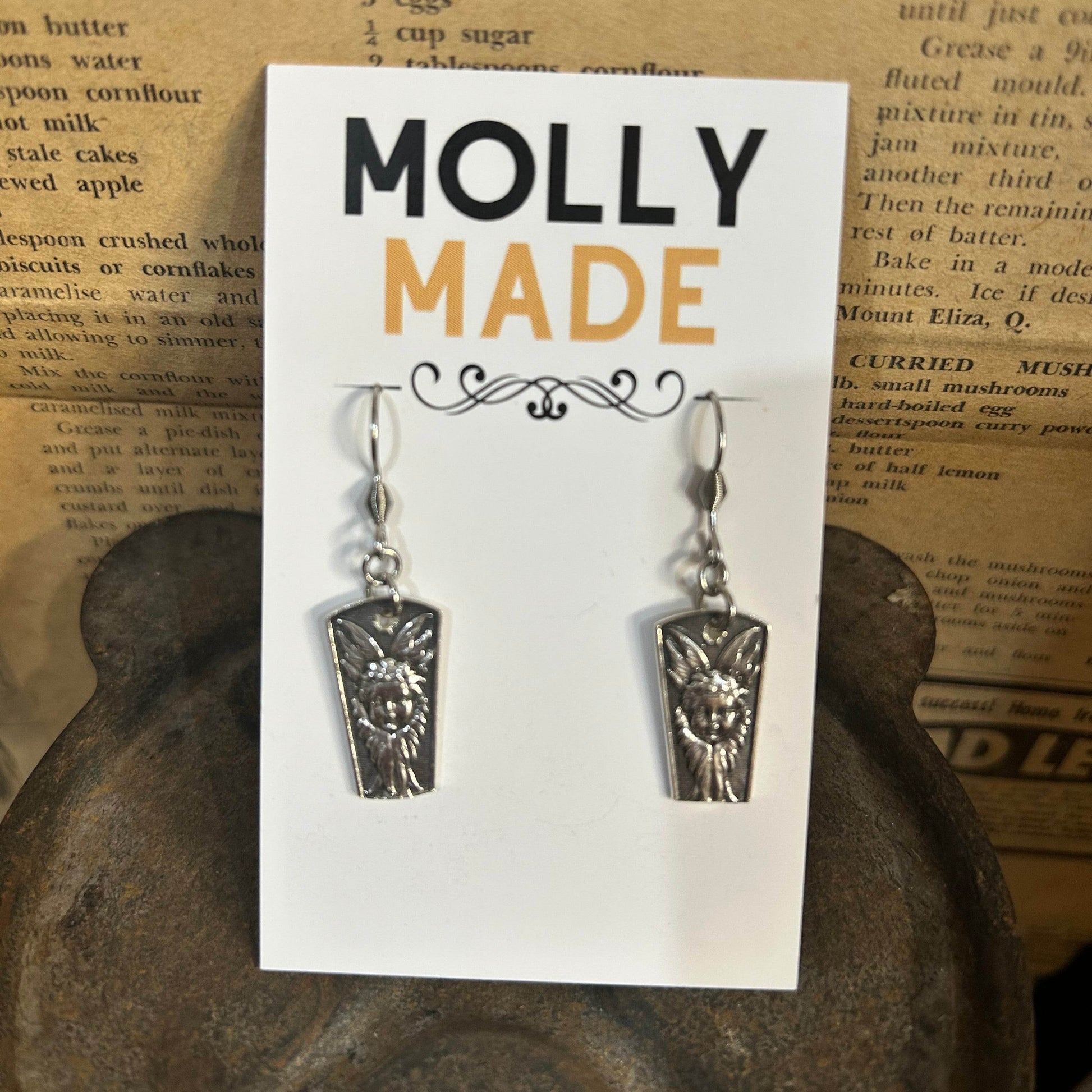 Silver Earrings - Dutch Cherub Angelic - Molly Made