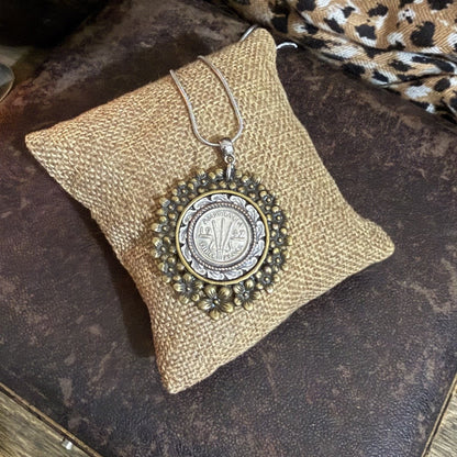 1947 Floral Framed Threepence Necklace
