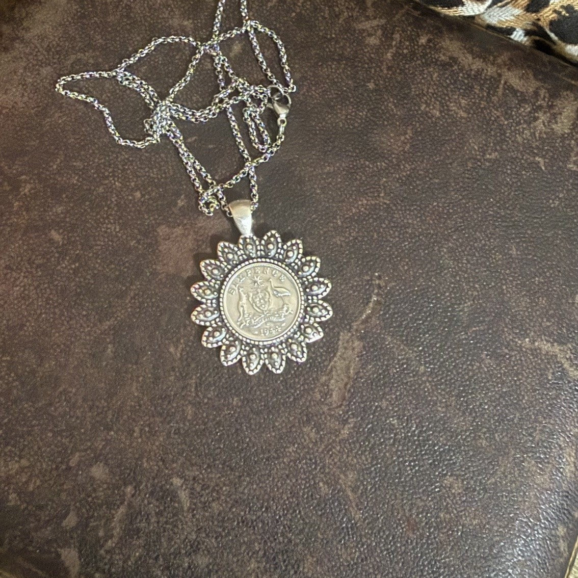 1944 Sixpence Floral Necklace
