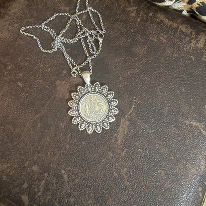 1944 Sixpence Floral Necklace