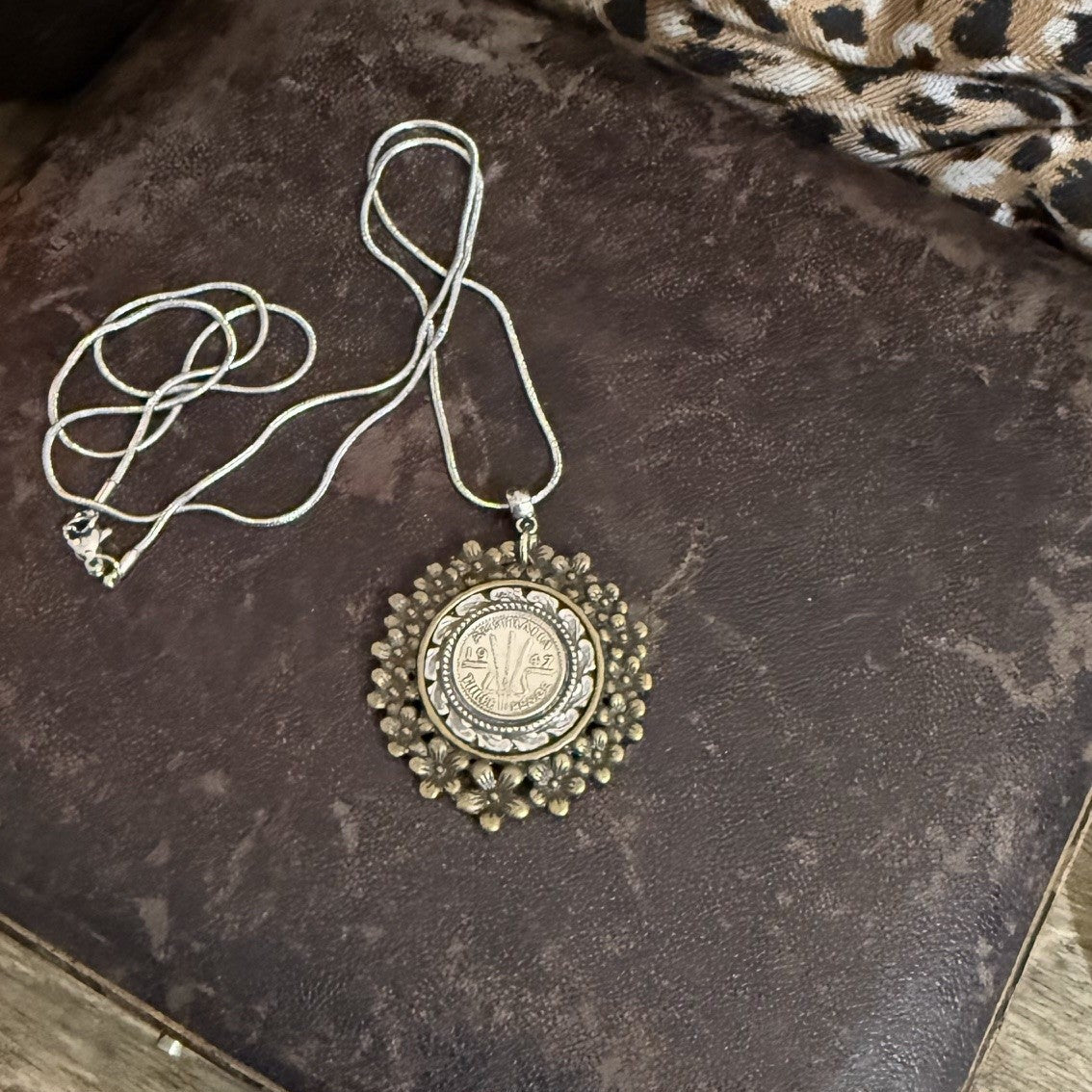 1947 Floral Framed Threepence Necklace