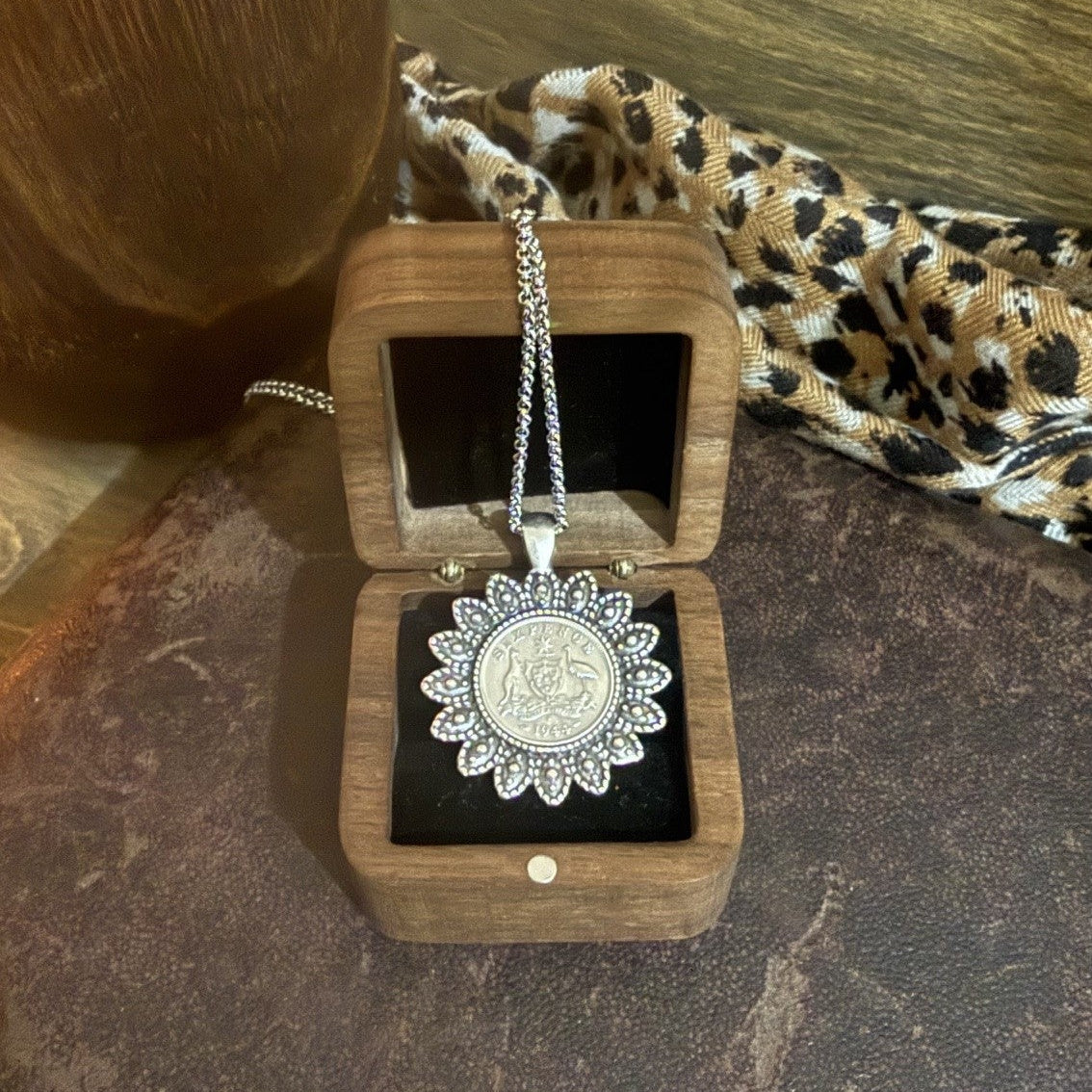 1944 Sixpence Floral Necklace