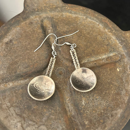 Turkish Silver Earrings - Coin Spoon Bowls