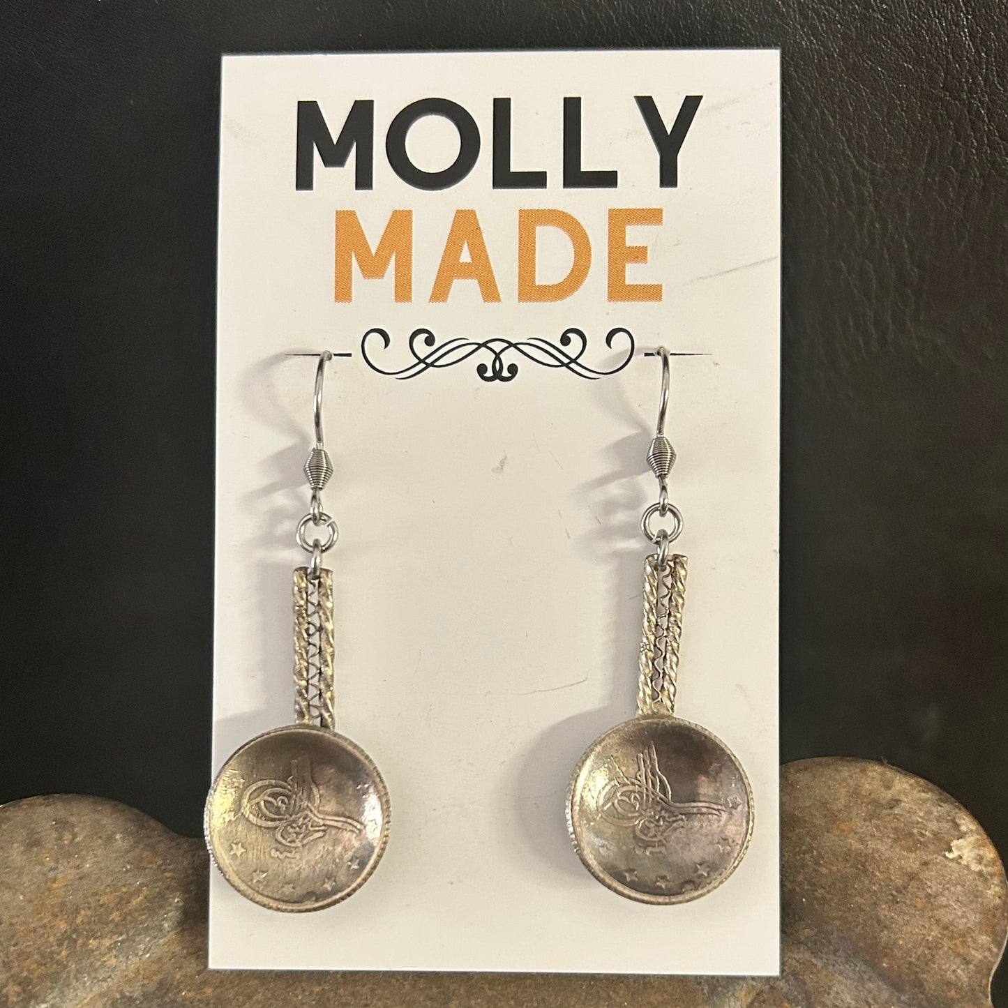 Turkish Silver Earrings - Coin Spoon Bowls