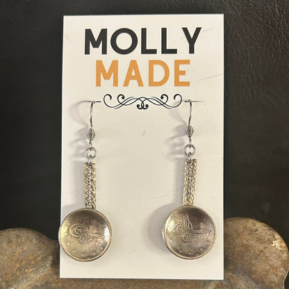 Turkish Silver Earrings - Coin Spoon Bowls