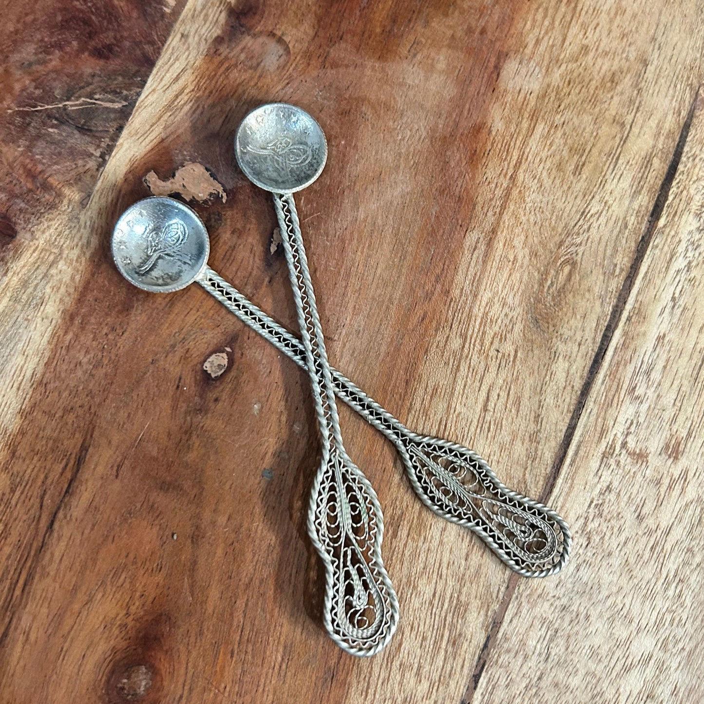 Turkish Silver Earrings - Coin Spoon Bowls