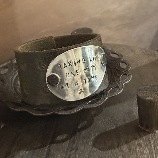 Taking Life One WTF at a Time Repurposed Leather Cuff