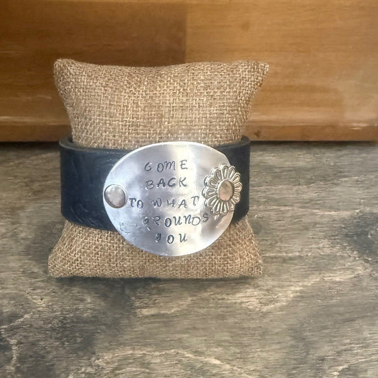 Leather Handstamped Cuff