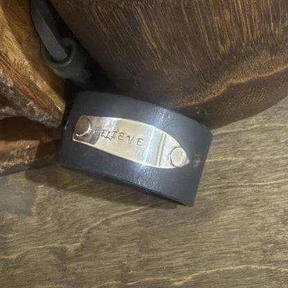 Believe Handstamped Leather Cuff