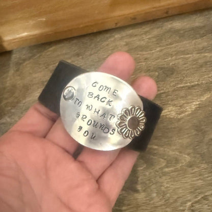 Leather Handstamped Cuff