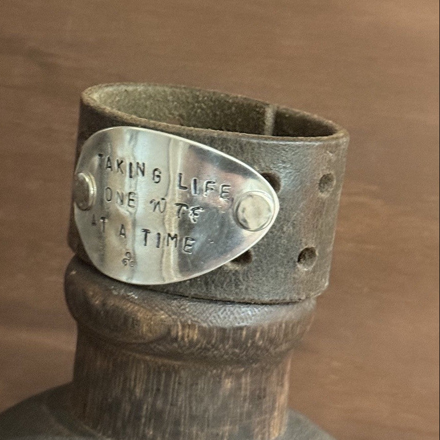 Taking Life One WTF at a Time Repurposed Leather Cuff