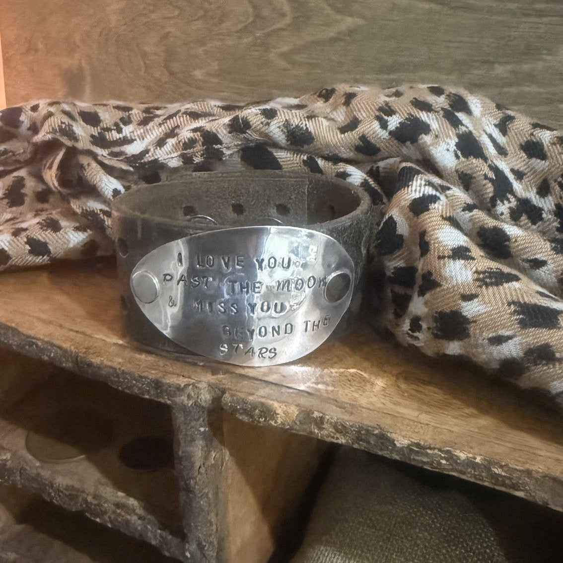Hand stamped Leather Cuff